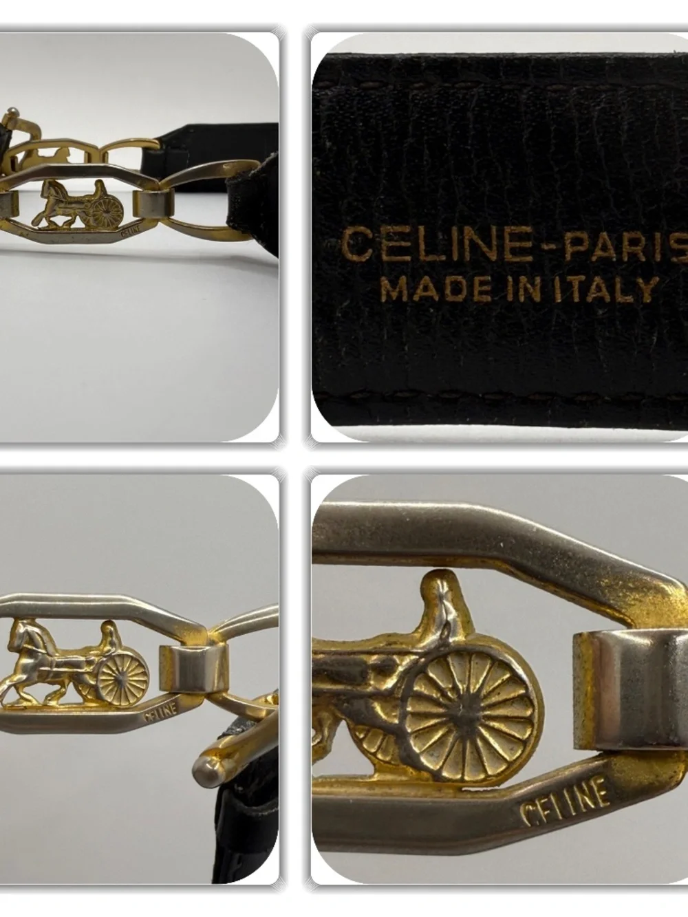 ALLURING CELINE LIMITED EDITION CARRIAGE BLACK LEATHER BELT! (ITALY)